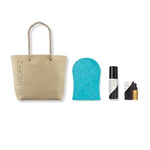 NWT St. Tropez Self Tan Luxe Travel Set with Mitt and Tote Bag